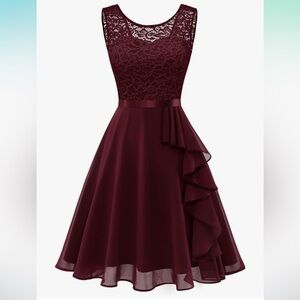 Elegant Burgundy Lace Dress